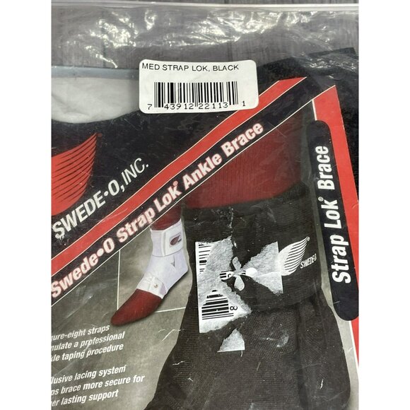 Swede-O Strap Lok Ankle Brace size Medium Black - New - Picture 3 of 9